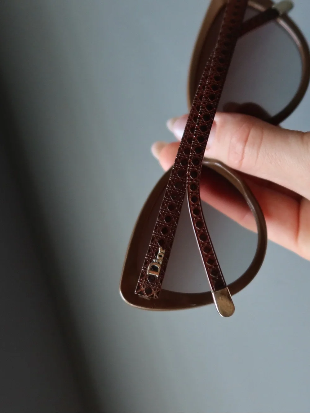 Brown Oversized Cat Eye Sunglasses with Textured Arms